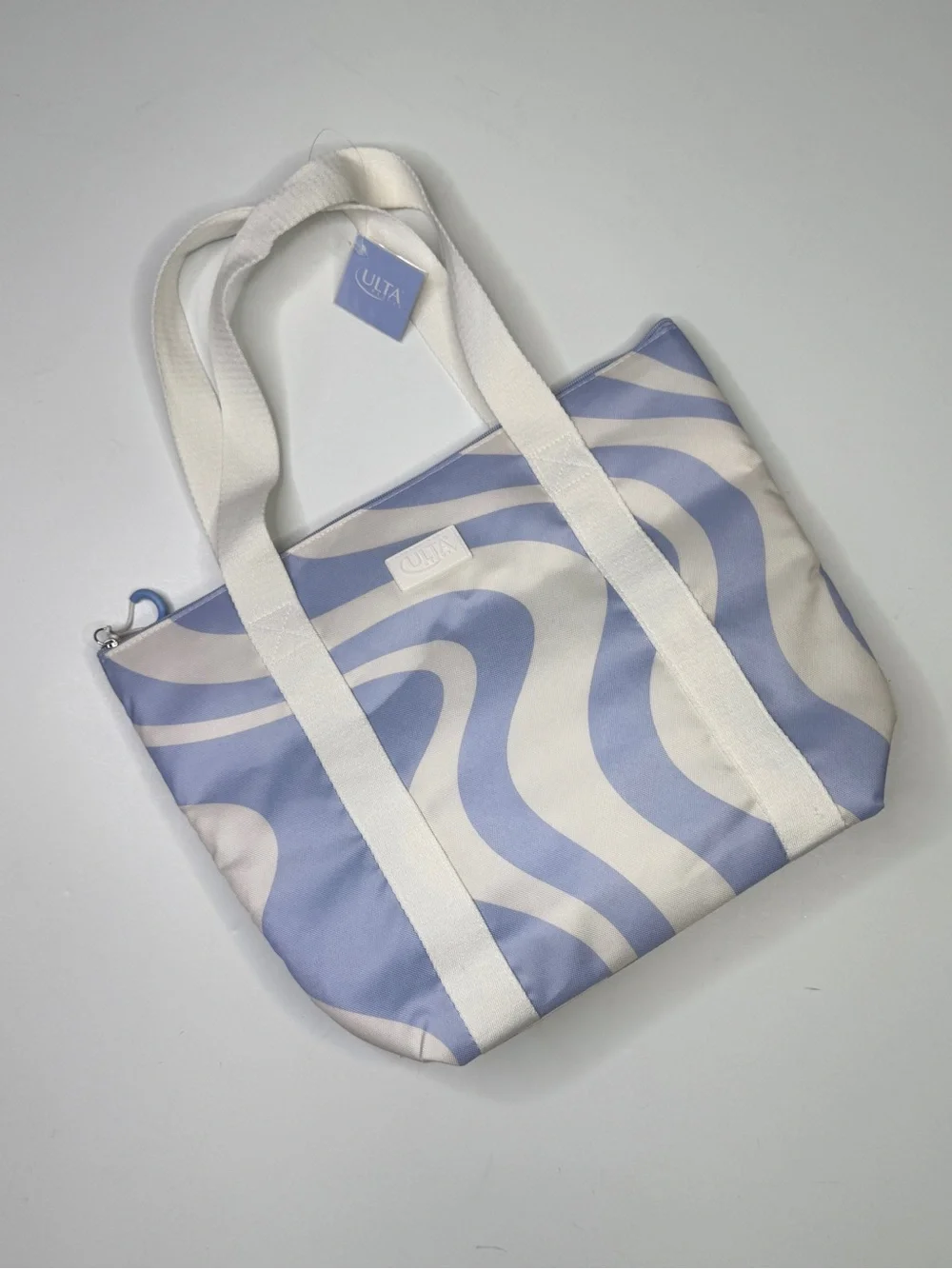 Ulta Beauty Wave-Print Canvas Tote Bag in Light Blue and White